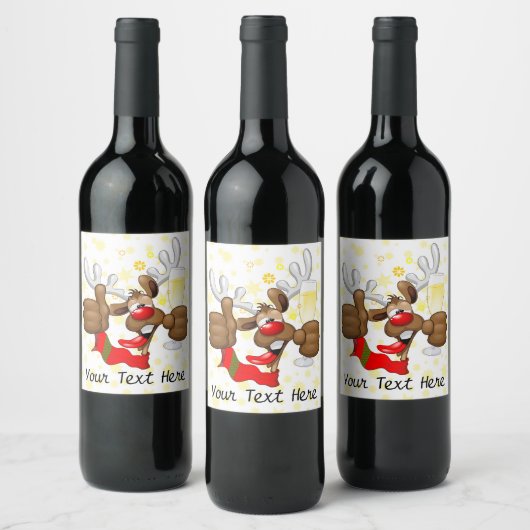 rendierlijk Drink grappig kerstteken Wijn Etiket (Flessen)