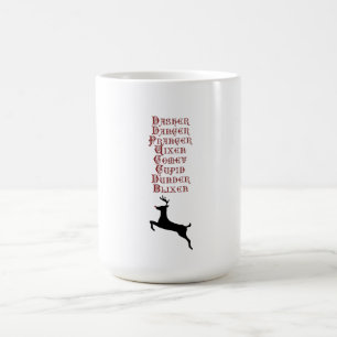 Rendiernamen Rudolph, Comet, Blixen Reindeer Magische Mok