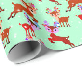 Rendierprancen springen schattig schattig cadeaupapier (Rol Hoek)