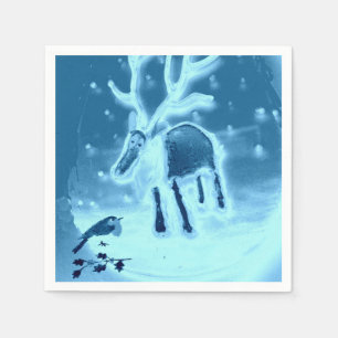 RendierRobin in de sneeuw Servetten