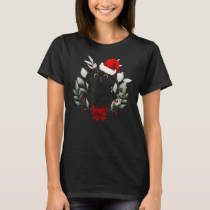 rendierSanta Hat Black Cat kerstlampjes T-shirt