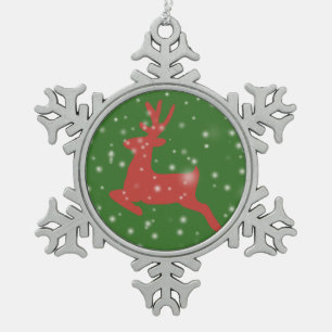 Rendiersprong Sneeuw Pewter Sneeuwvlok Decoratie