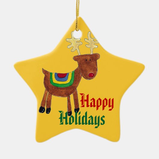 rendiervakantieversiering keramisch ornament (Voorkant)