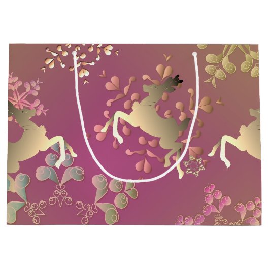 Rendiervlokken en Snowflakes Groot Cadeauzakje (Voorkant)