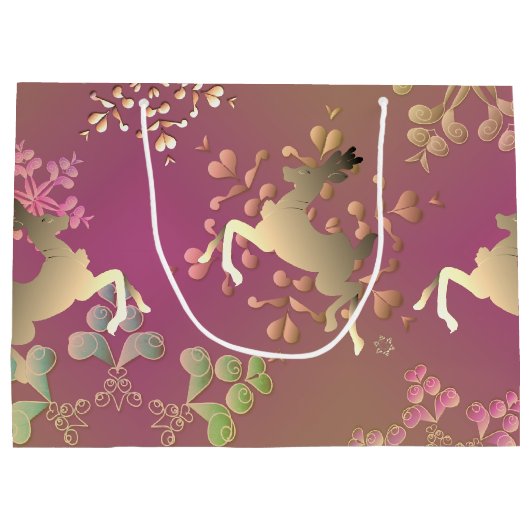 Rendiervlokken en Snowflakes Groot Cadeauzakje (Achterkant)