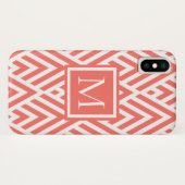 rendy coral Arrow diamantpatroon met monogram Case-Mate iPhone Case (Achterkant (horizontaal))