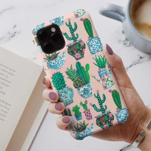 Rendy roze planten Cactus patroon iPhone 13 Hoesje