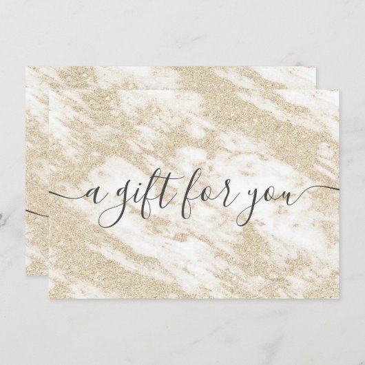 Rendy white marble gold glitter gift certificate (Voorkant / Achterkant)