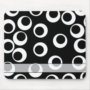 Rendy zwart-wit retro ontwerp. Personaliseer Muismat