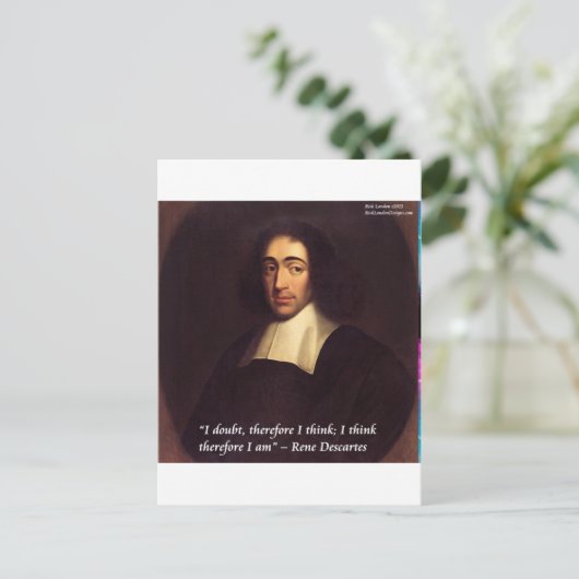 Rene Descarte denk ik daarom ben ik een citaat Briefkaart (Staand voorkant)