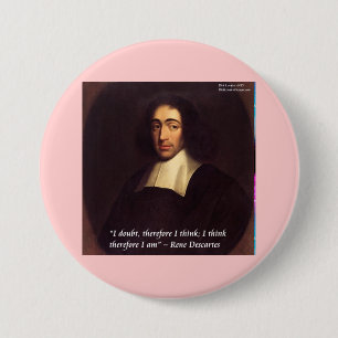 René Descartes Ik denk, dus ik ben citaat Ronde Button 7,6 Cm