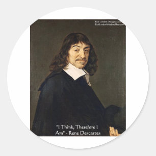 Rene Descartes "Ik Denk Dus.." Wijsheid Geschenken Ronde Sticker