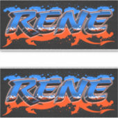 Rene prénom autocollant sticker nom (Devant)