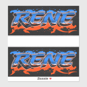 Rene prénom autocollant sticker nom