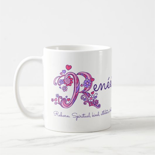 Renée of R initiaal naam betekent roze kunst mok (Links)