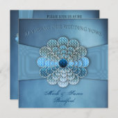 Reneing Wedding Vows - Uitnodiging - Elegant Blue (Voorkant / Achterkant)