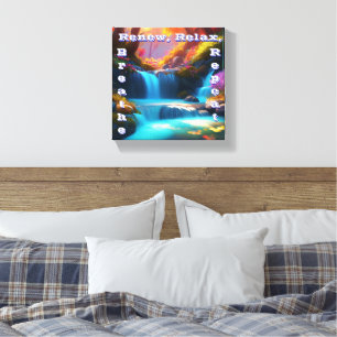 Renew Ontspan Adem Herhaal: Een Stromende Waterval Canvas Afdruk