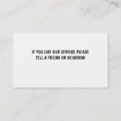 Renforcement des Cartes de visite (Dos)