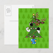 Renne avec la carte d'arbre de Noël (Devant / Derrière)