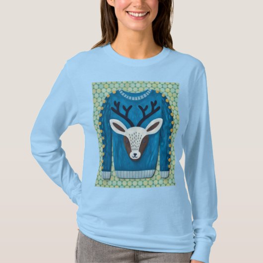 Renne Cerf Pull Ugly Art sur T-Shirt (Devant)