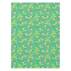 Renne de Noël et nappe verte d'oiseau