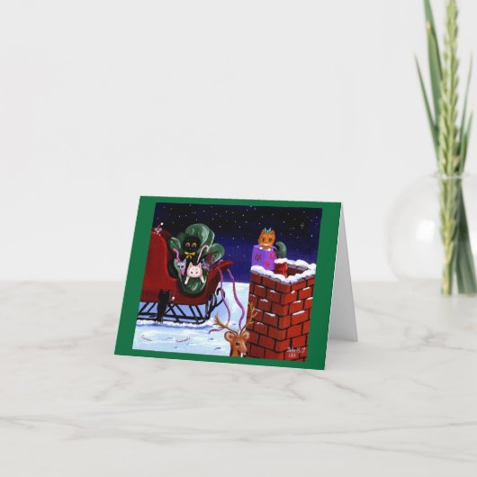 Renne drôle Creationarts de carte de Noël de chat (Devant)