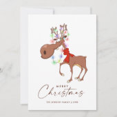 Renne Drôle Joyeux Noël Carte de Vœux (Devant)