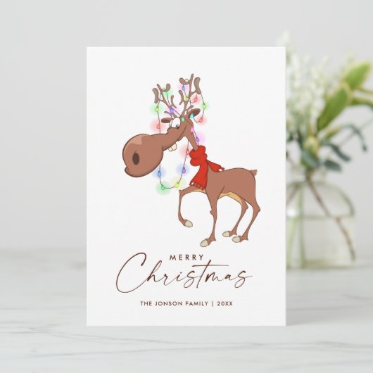 Renne Drôle Joyeux Noël Carte de Vœux (Debout devant)