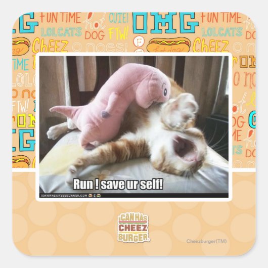 Rennen! Red ons zelf! Vierkante Sticker (Voorkant)