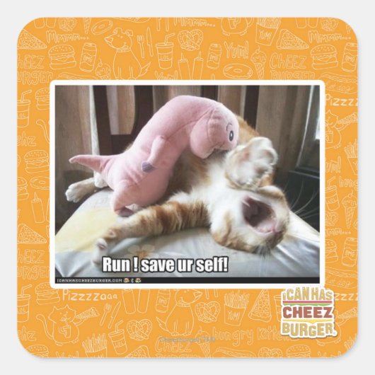 Rennen! Red ons zelf! Vierkante Sticker (Voorkant)