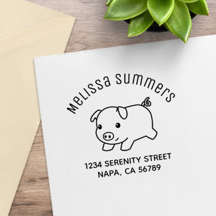 Rennend Biggetje Varken Boog Adres Rubberstempel