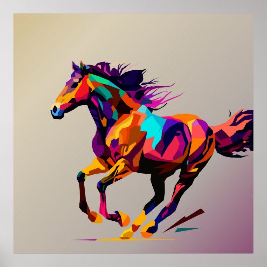 Rennend paard pop art poster (Voorkant)