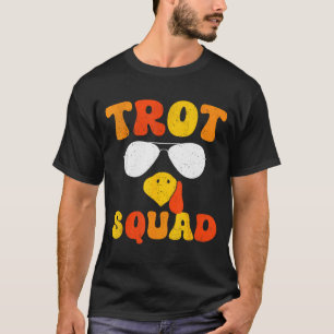 Rennende kalkoen zonnebril draf squad thanksgiving t-shirt