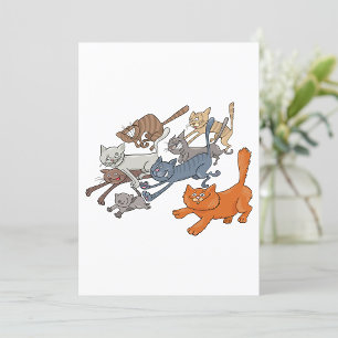 Rennende Katten Patroon Whimsical Kittens Kaart