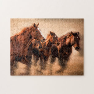Rennende paarden, vage en wapperende manen legpuzzel