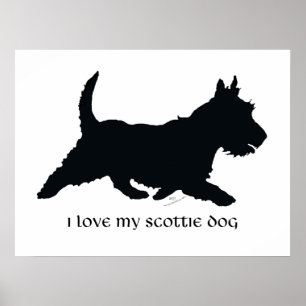 Rennende Schotse Terrier Silhouet Poster