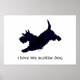 Rennende Schotse Terrier Silhouet Poster