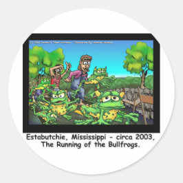 Rennende Stierkikkers Grappige Cadeaus/Verzamelobj Ronde Sticker