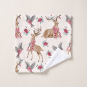 Rennes adorables, Oiseaux, Fleurs (Gant de toilette)
