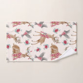 Rennes adorables, Oiseaux, Fleurs (Serviette à main)