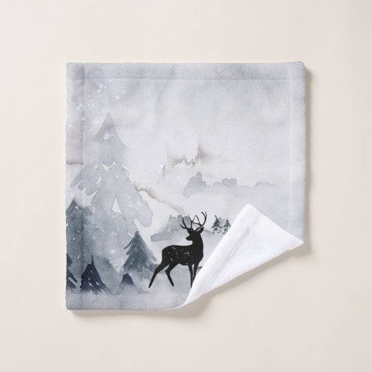 Rennes dans l'Aquarelle gris sauvage Noël (Gant de toilette)