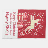 Rennes de Noël ajouter un message serviette de cui (Horizontal)