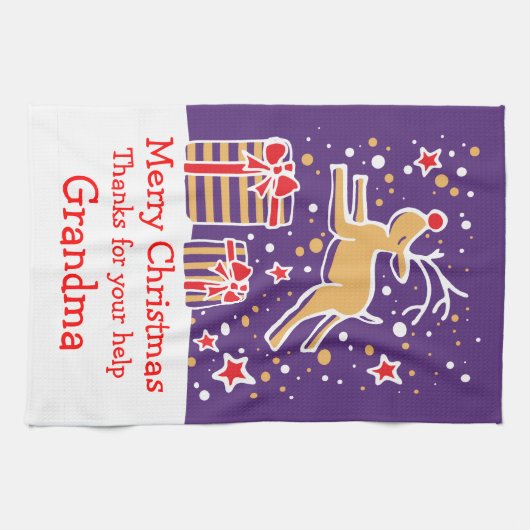 Rennes de Noël ajouter un message serviette de cui (Horizontal)