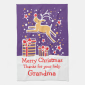 Rennes de Noël ajouter un message serviette de cui (Vertical)