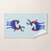 Rennes de Noël nordiques bleus Paire (Serviette à main)