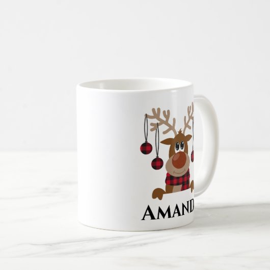 Rennes de Noël rouge- tasse à café de Noël (Devant droit)