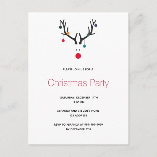 Rennes de Noël simple invitation (Devant)