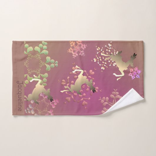 Rennes et flocons de neige avec nom (Serviette à main)