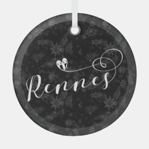 Rennes Flag in Heart, Roazhon, Breton Glas Ornament