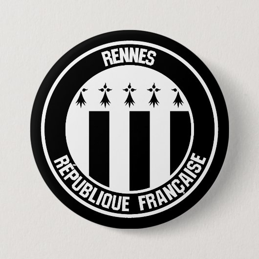 Rennes Round Emblem Ronde Button 7,6 Cm (Voorkant)